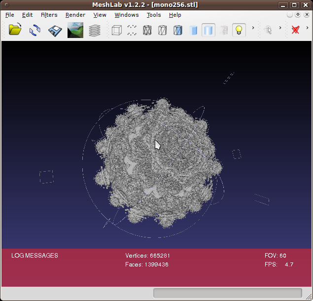 Rendering of power 8 mandelbulb by Meshlab