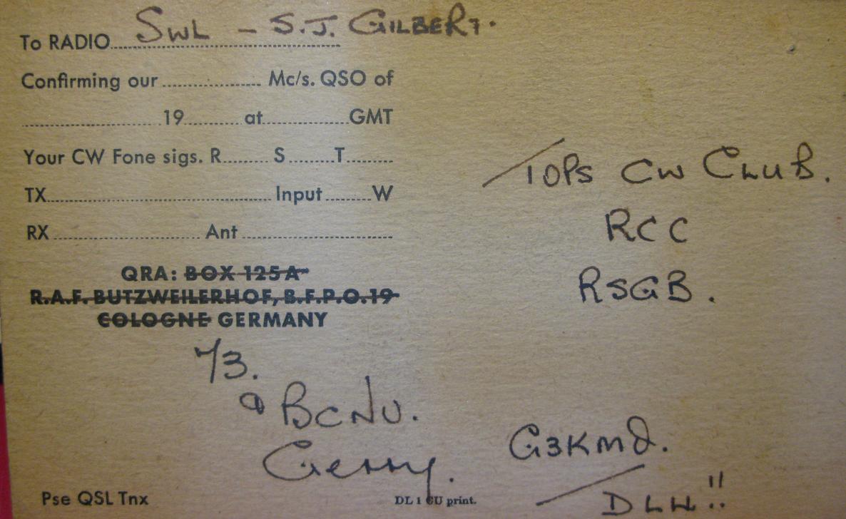 Back of card from dl2zo