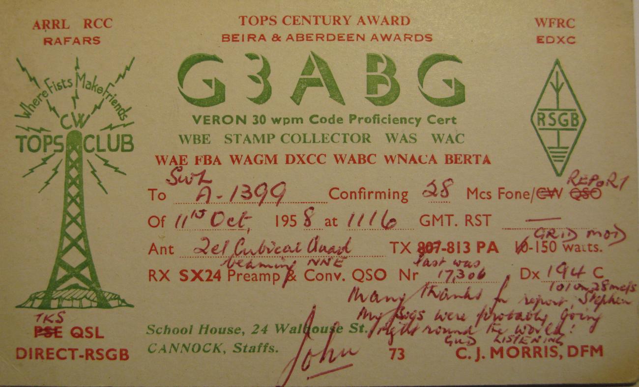 Front of card from g3abg