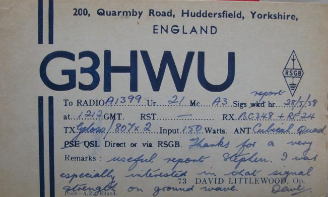 Front of card from g3hwu