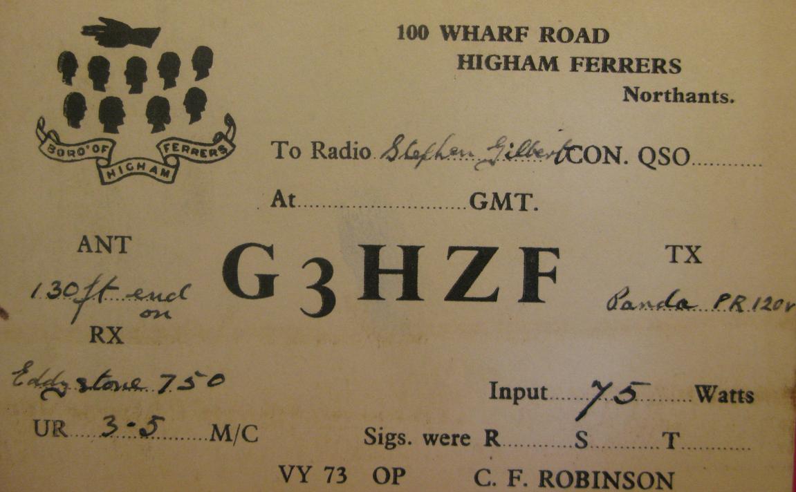 Front of card from g3hzf