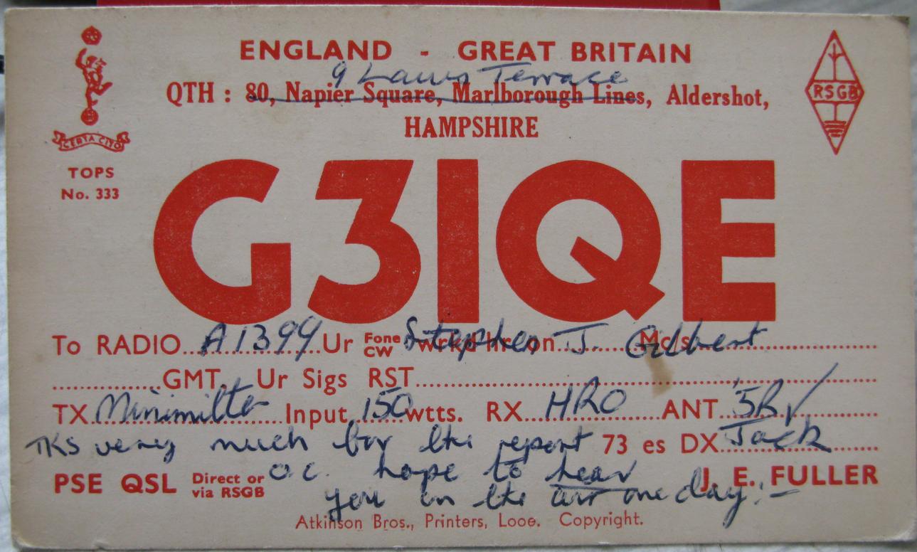Front of card from g3iqe