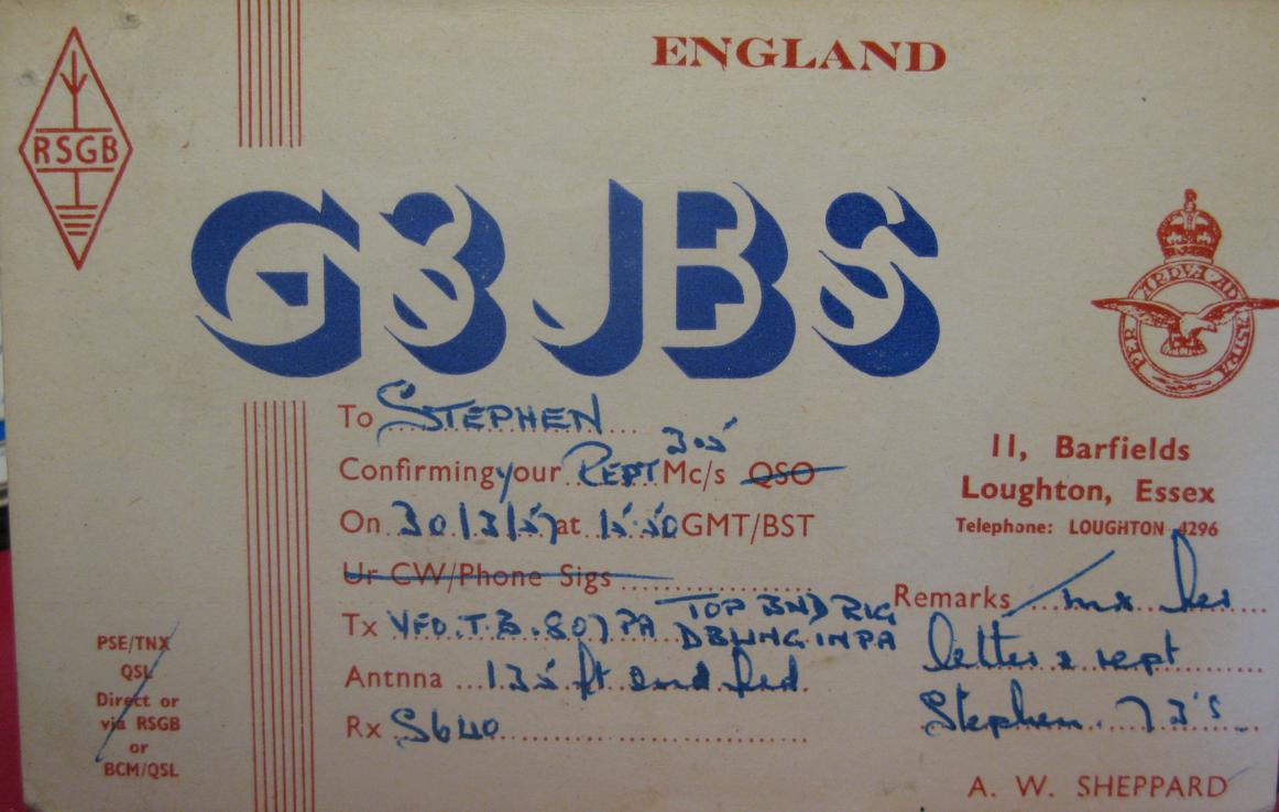 Front of card from g3jbs