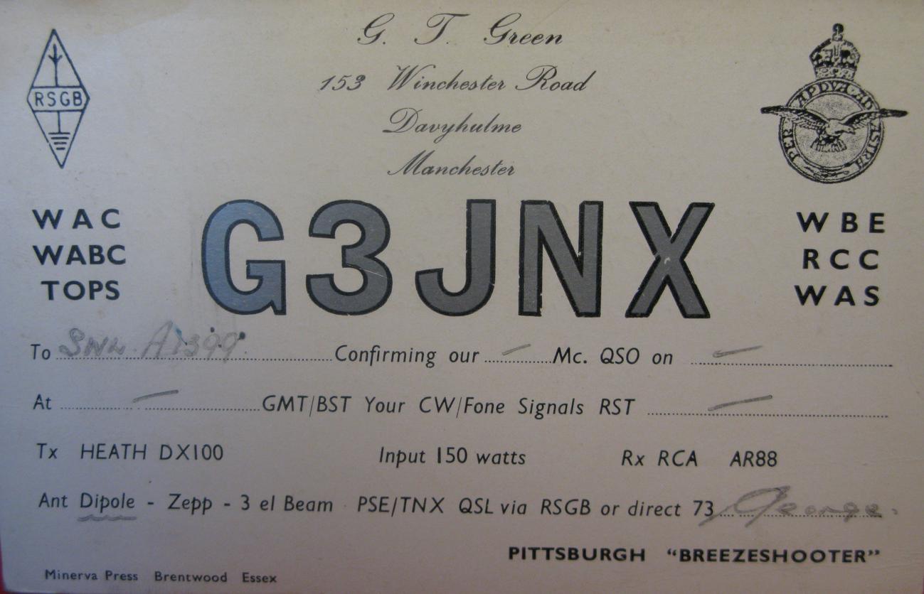 Front of card from g3jnx
