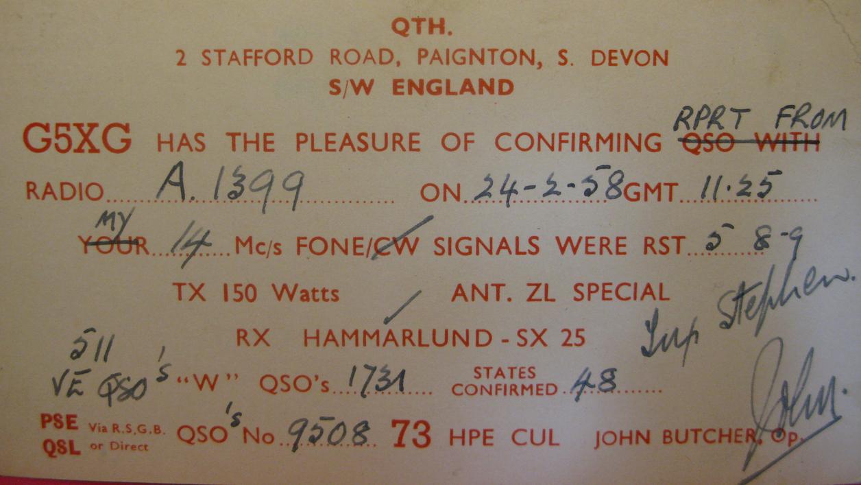 Back of card from g5xg