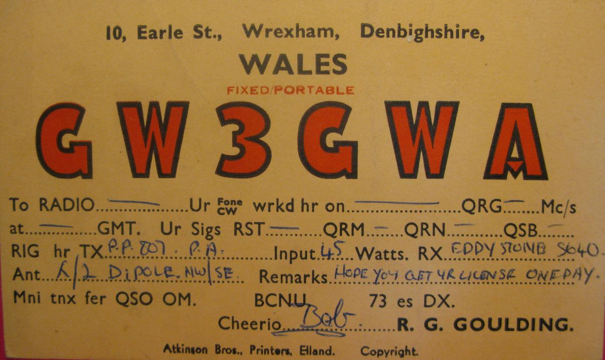 Front of card from gw3gwa