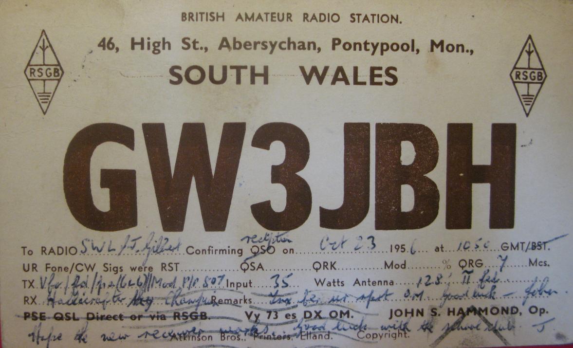 Front of card from gw3jbh